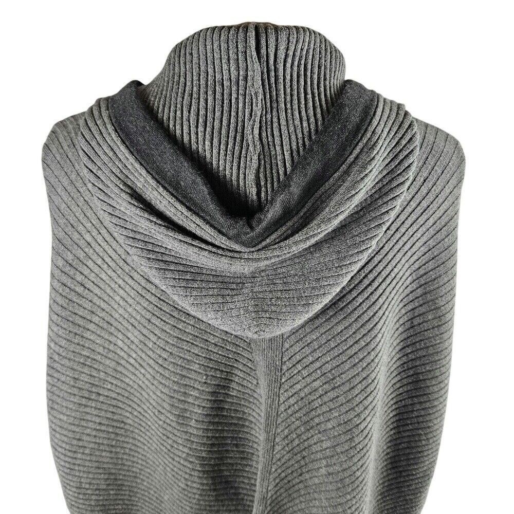 Dex Tunic Hooded Sweater Womens XL Gray Ribbed Batwing Sleeve Oversized Pullover - Picture 4 of 9